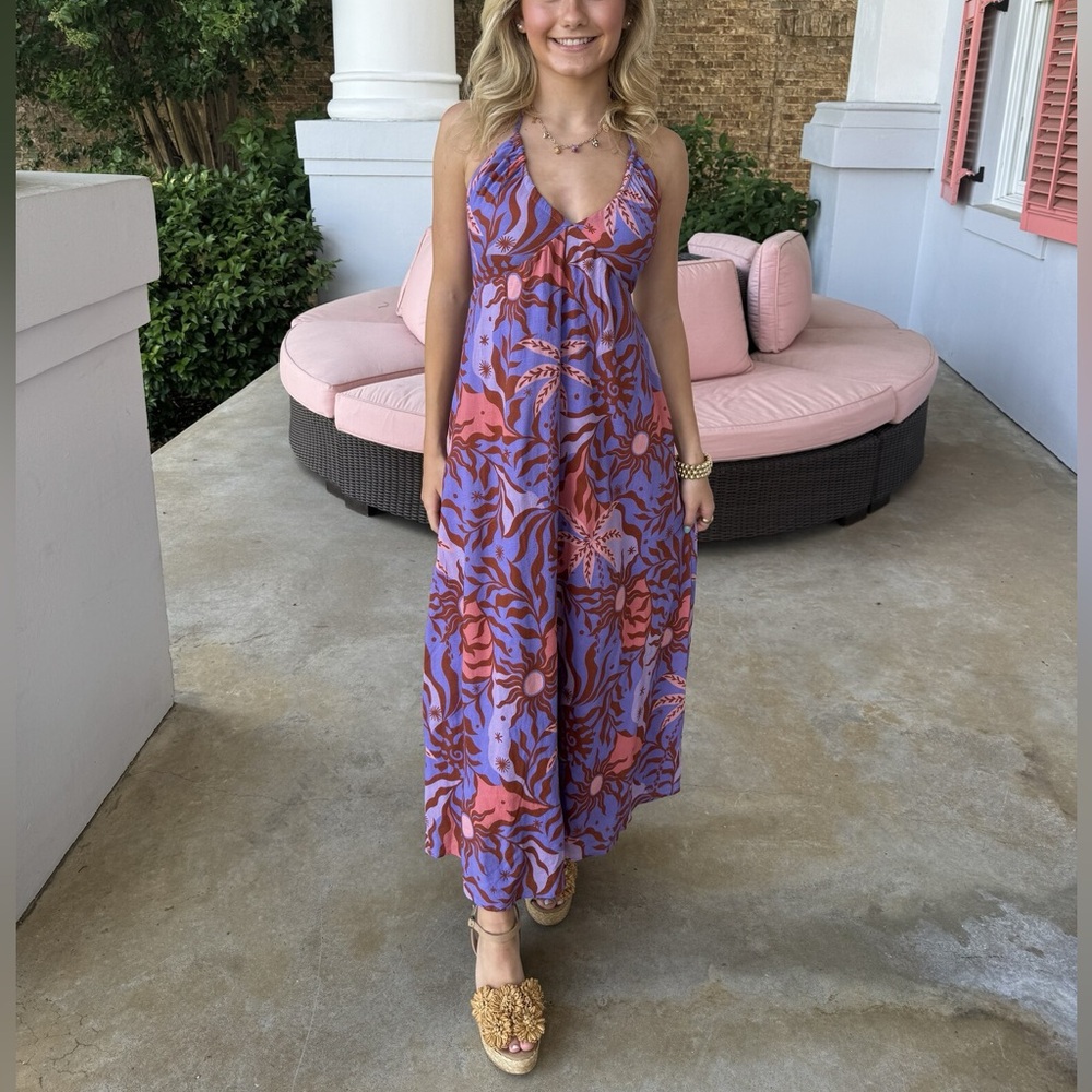 Xirena Maggie Purple Floral Midi Dress